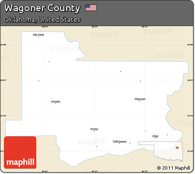 Classic Style Simple Map of Wagoner County, single color outside