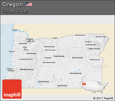 Classic Style 3D Map of Oregon, single color outside