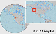 Gray Location Map of ZIP code 97058, within the entire country, hill shading