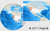 Shaded Relief Location Map of ZIP code 97140, highlighted country, highlighted state, within the entire country
