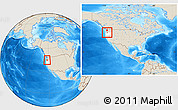 Shaded Relief Location Map of ZIP code 97222, highlighted county, highlighted state, within the entire country