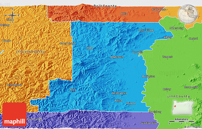 Political 3D Map of Benton County