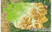 Physical Map of Clackamas County, satellite outside