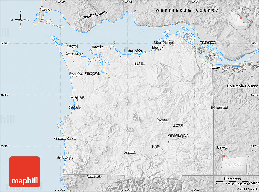 Silver Style Map of Clatsop County