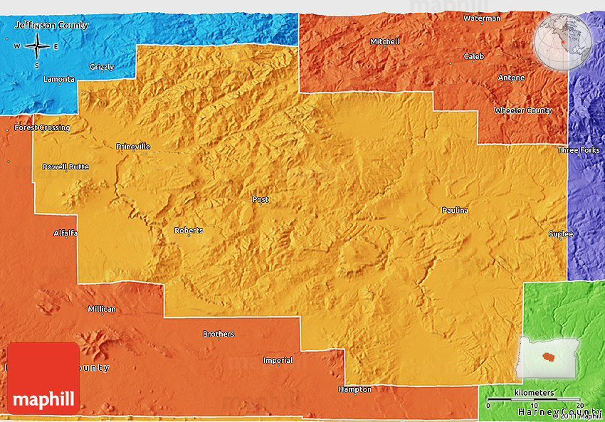 Political 3D Map of Crook County