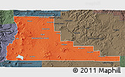 Political 3D Map of Deschutes County, darken, semi-desaturated