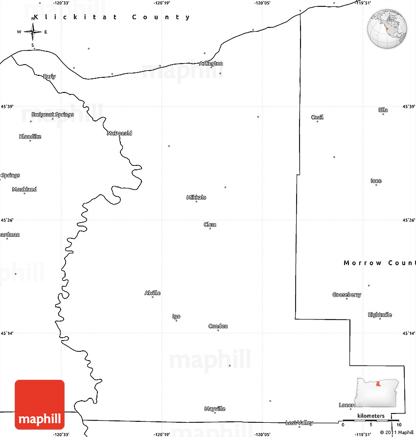 Blank Simple Map of Gilliam County
