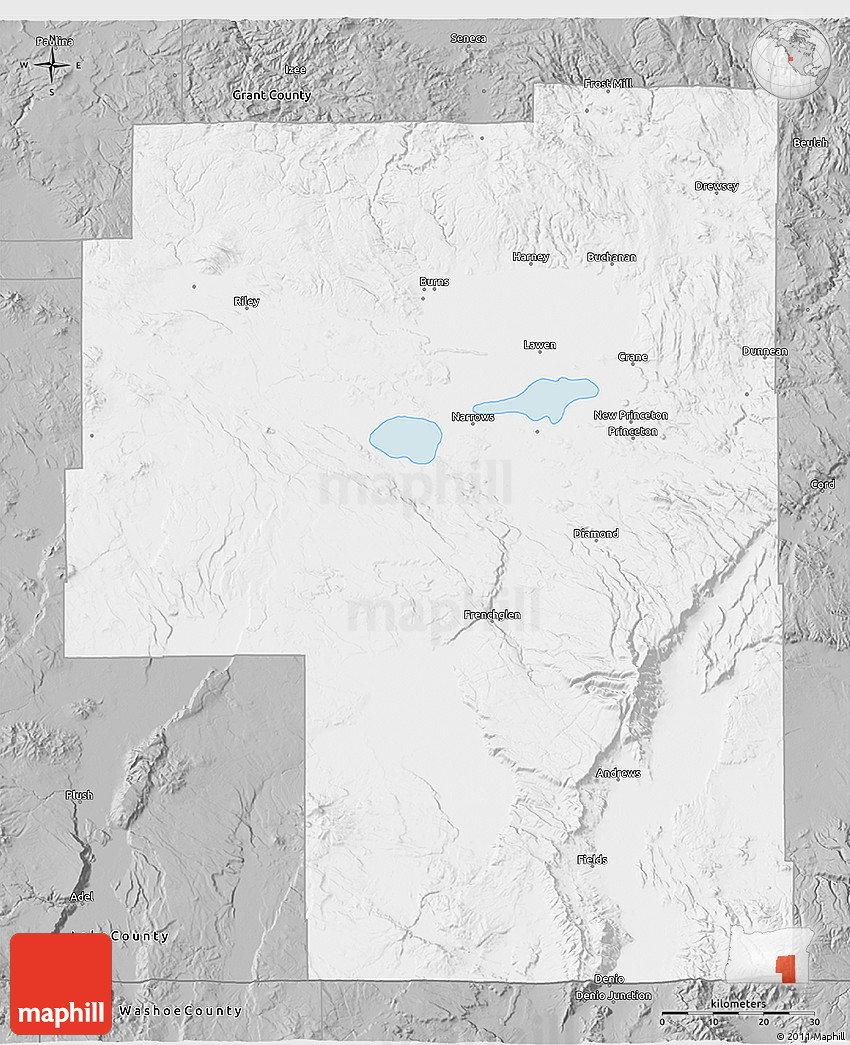 Gray 3D Map of Harney County