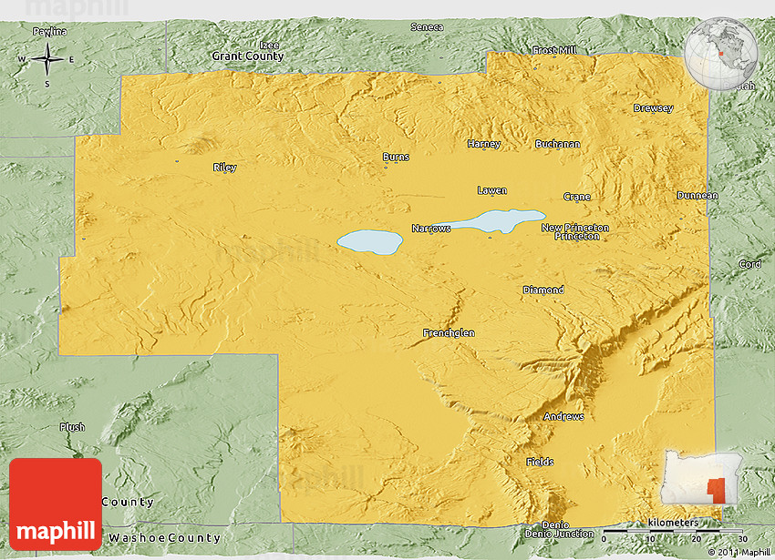 Savanna Style Panoramic Map of Harney County