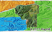 Satellite 3D Map of Hood River County, political outside