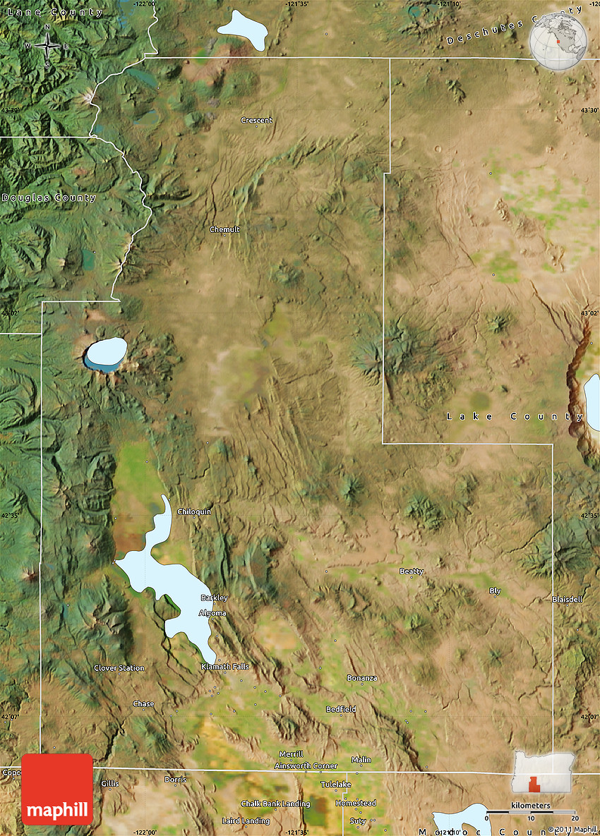 Satellite Map of Klamath County