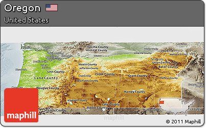 Physical Panoramic Map of Oregon, semi-desaturated