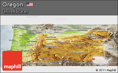 Physical Panoramic Map of Oregon, semi-desaturated
