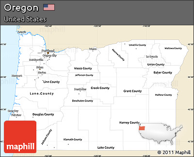 Classic Style Simple Map of Oregon, single color outside