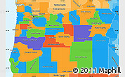 Political Simple Map of Oregon, political shades outside
