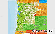 Physical 3D Map of Tillamook County, political outside