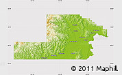 Physical Map of Yamhill County, cropped outside