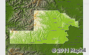 Physical Map of Yamhill County, darken