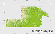 Physical Map of Yamhill County, single color outside