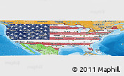 Flag Panoramic Map of United States, political shades outside