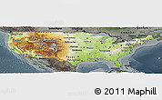 Physical Panoramic Map of United States, darken, semi-desaturated