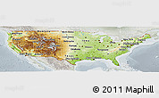 Physical Panoramic Map of United States, lighten, semi-desaturated