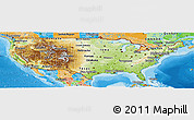 Physical Panoramic Map of United States, political outside