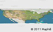 Satellite Panoramic Map of United States, lighten, land only