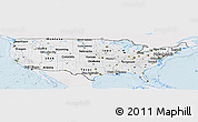 Silver Style Panoramic Map of United States, single color outside