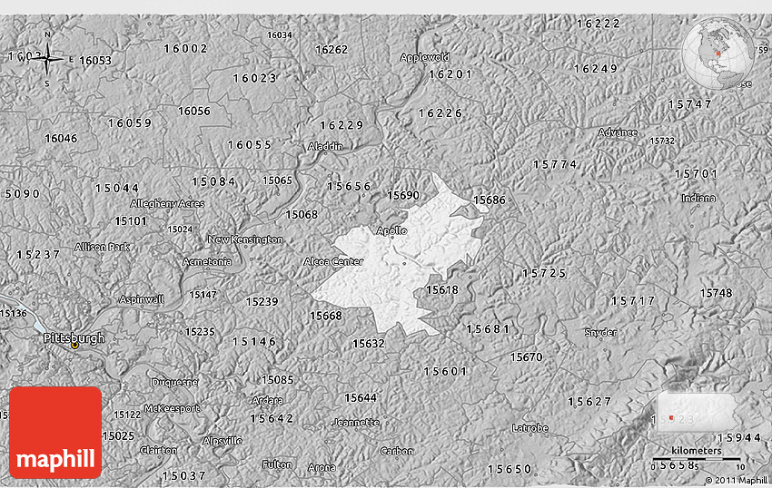 Gray 3D Map of ZIP Code 15613