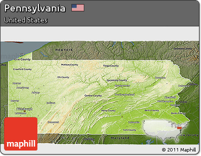 Physical 3D Map of Pennsylvania, darken