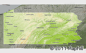 Physical 3D Map of Pennsylvania, darken, semi-desaturated