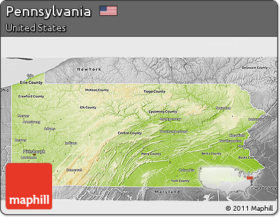 Physical 3D Map of Pennsylvania, desaturated
