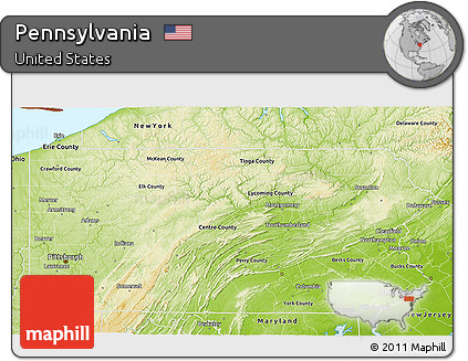 Physical 3D Map of Pennsylvania