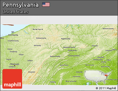 Physical 3D Map of Pennsylvania
