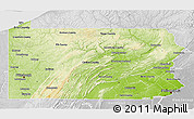 Physical 3D Map of Pennsylvania, lighten, desaturated