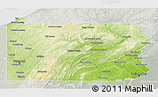 Physical 3D Map of Pennsylvania, lighten, semi-desaturated