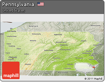 Physical 3D Map of Pennsylvania, semi-desaturated