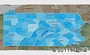 Political Shades 3D Map of Pennsylvania, darken, semi-desaturated