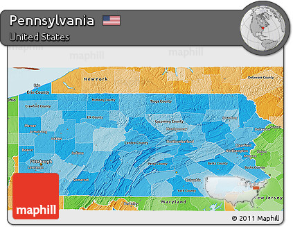 Political Shades 3D Map of Pennsylvania
