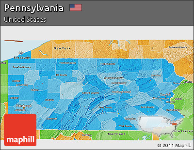 Political Shades 3D Map of Pennsylvania