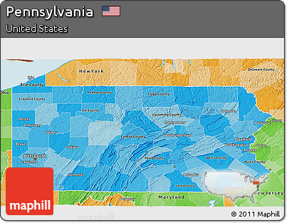 Political Shades 3D Map of Pennsylvania