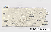 Shaded Relief 3D Map of Pennsylvania, cropped outside
