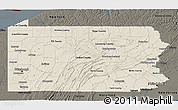 Shaded Relief 3D Map of Pennsylvania, darken