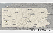 Shaded Relief 3D Map of Pennsylvania, darken, semi-desaturated