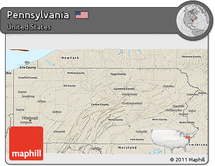 Shaded Relief 3D Map of Pennsylvania