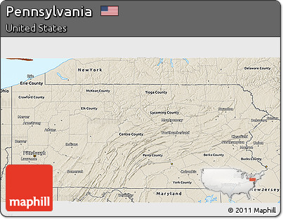 Shaded Relief 3D Map of Pennsylvania