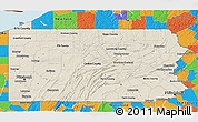 Shaded Relief 3D Map of Pennsylvania, political outside
