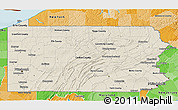 Shaded Relief 3D Map of Pennsylvania, political shades outside