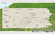 Shaded Relief 3D Map of Pennsylvania, satellite outside